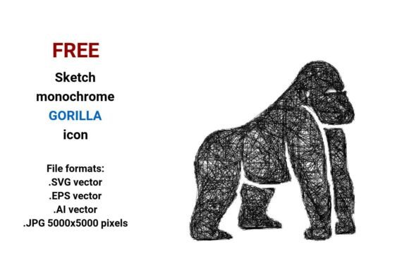 FREE Sketch Gorilla Icon: Bold, Versatile, and Ready for Your Projects