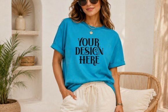 Gildan 64000 Beach T-Shirt Mockup: Elevate Your Visual Design