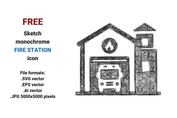 Sketch Fire Station Icon: A Free Vector Design Asset
