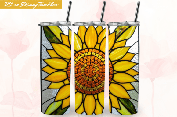 Stained Glass Sunflower Flowers Tumbler: A Design Asset for Vibrant Creations